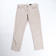 AG Adriano Goldschmied Stilt Crop Tan Frayed Hem Cigarette/Straight-Leg Jeans 28