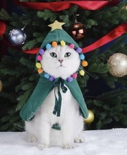Green Cat Dog Christmas Outfit Cape, Santa Christmas Cat