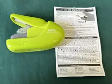PLUS Paper Clinch Compact Staple Free Staple Green Neon Green Hand