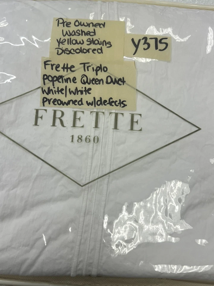 Frette Triplo Popeline Queen Duvet Cover White/White $1,250 Preowned W/defects - Image 4 of 4