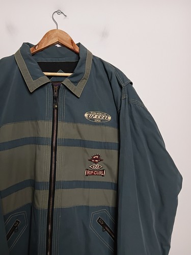 Vintage Rip Curl Jacket Mens M Medium Green 90s Collared Surfwear Skiwear Coat - Picture 3 of 10