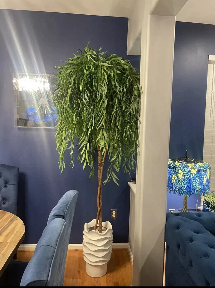 7’ Willow Artificial Tree (Real Touch) w/ Natural Trunk Home Decor. Retail $422 - Image 3 of 4