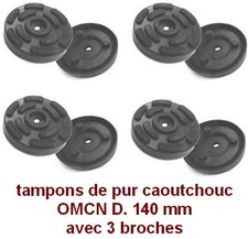 4 X tampons de pur caoutchouc D. 140 mm avec 3 broches pour Pont elevateur OMCN