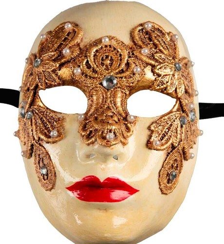 Mask from Venice Volto Macrame Paper Mache - Collection Luxury #2001 V6 - Picture 2 of 6