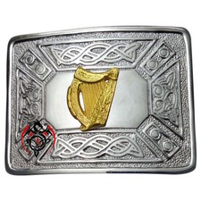 Scottish Kilt G&uuml;rtelschnalle Celtic Design Chrome Finish Irish Harp Highland Buckle