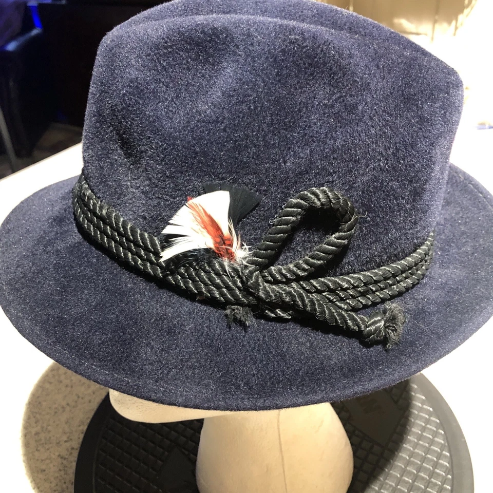 Sombrero para hombre Borsalino de fieltro azul Fedora - 1857 Italia Foto 2 de 4