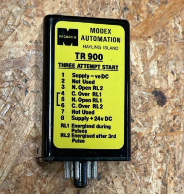 Modex Automation   TR900   Three-Attempt Start Timer Relay, 24 V DC, 8-Pin Plug