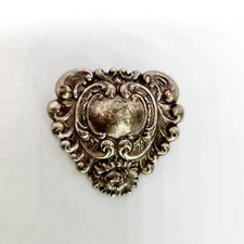 Vtg Sterling Silver Art Nouveau Repousse Baroque Rococo Brooch Pin Victorian