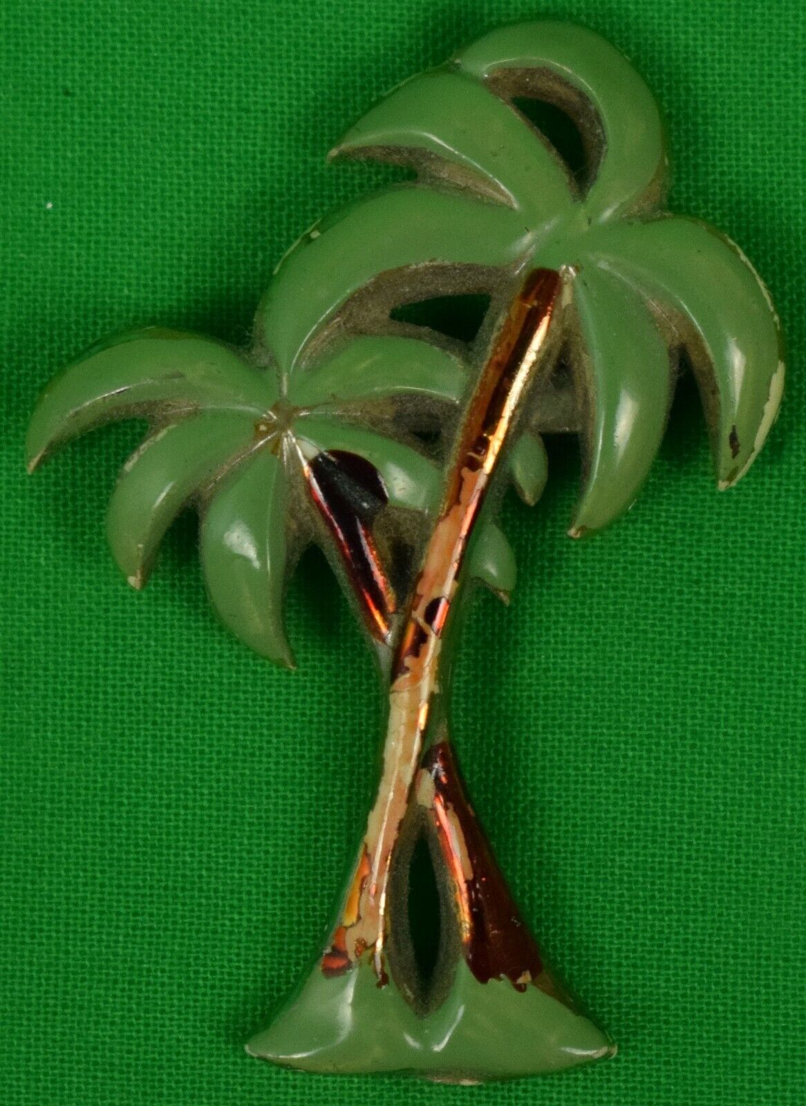 Palm Tree c1940s Enamel Brooch - Gem