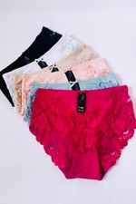 3/6 Women's Bikini Panties Briefs Lace Hipster High Waisted Cotton Underwear 602
