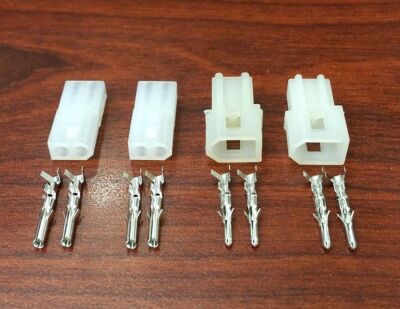 2 Pairs of 2 Circuit Molex 0.093'' Male and Female Connectors w/Pins