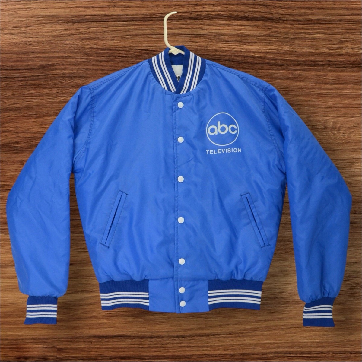abc様　sunsea SNM-BLUE-JACKET Vtg ABC Television Varsity Jacket Quilted West Wind Mens Size