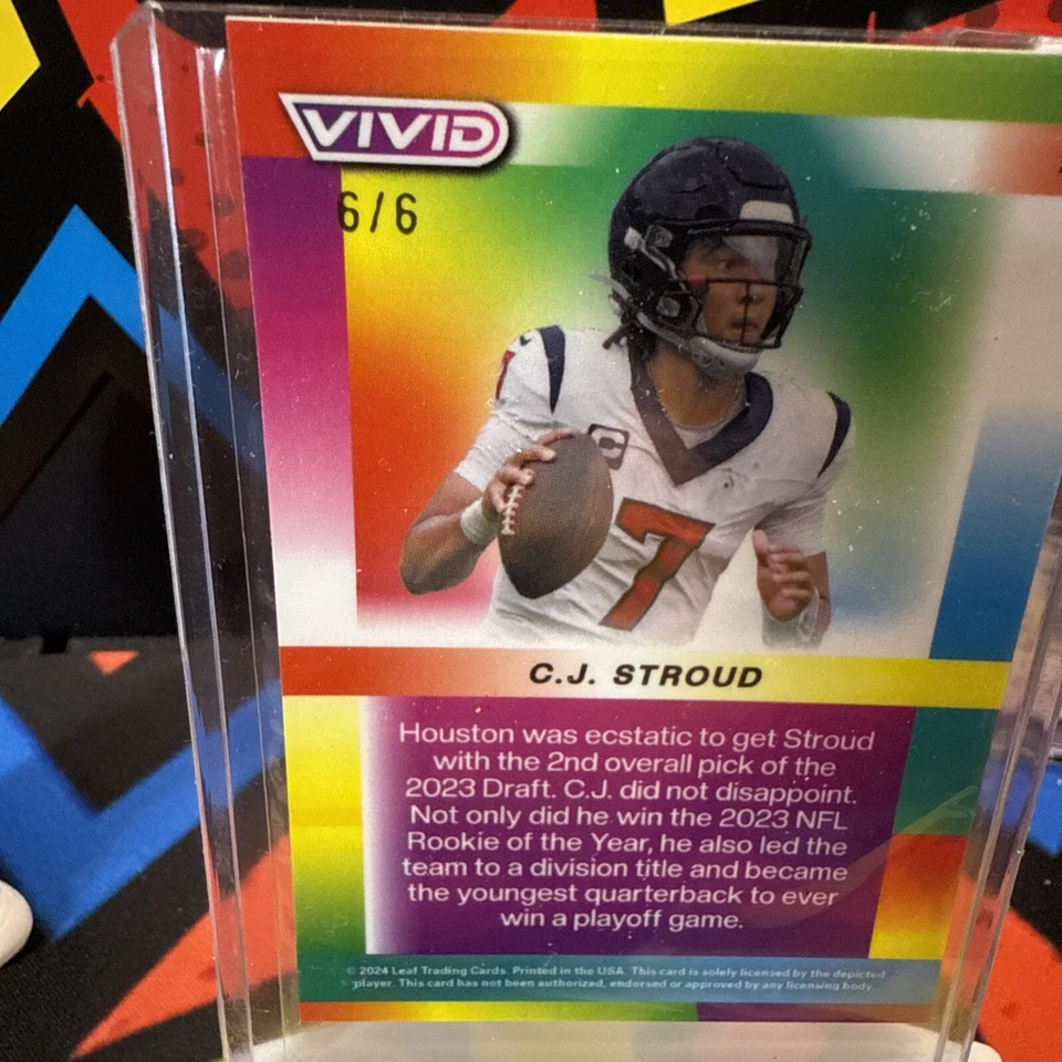 2024 Leaf Vivid Football CJ Stroud Base # 21 White Prismatic 6/6 - Image 3 of 3