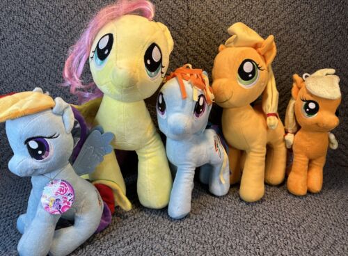 My Little Pony Plush Lot Of 5 Rainbow Dash Applejack Build A Bear Fluttershy