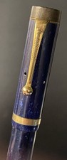Parker Duofold Special Fountain Pen in Lapis Blue on Blue - 14k Medium Nib (*)