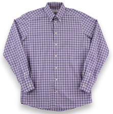 Eton Shirt Mens 15.5 Blue Red Plaid Contemporary Long Sleeve Button Down Dress