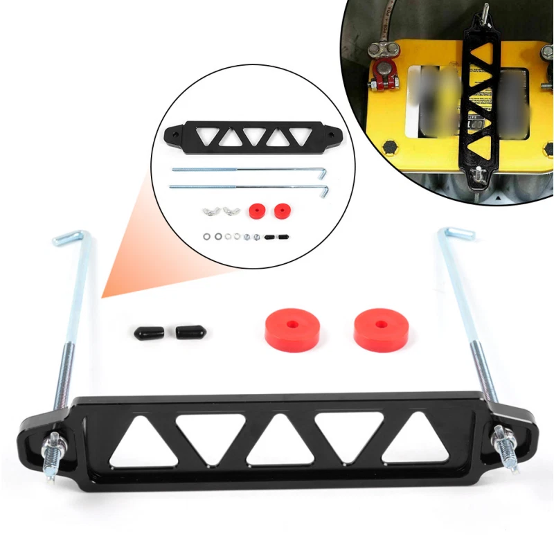 Bandeja de retenção para bateria de carro liga de alumínio suporte para amarrar bateria + parafusos de 10"" - Imagem 2 de 4