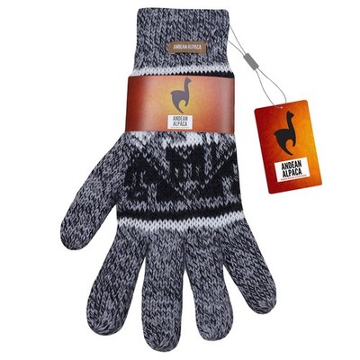HANDMADE ANDEAN ALPACA MEN'S M GRAY GLOVES