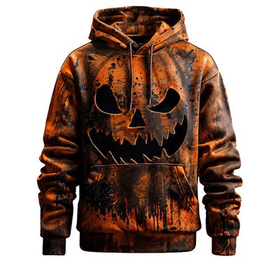 Halloween Pumpkin Face Orange 3D Hoodie Spooky Jack O Lantern Design