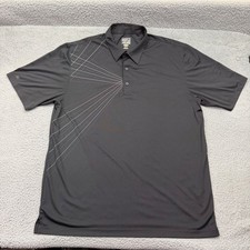 Greg Norman Play Dry Golf Mens XL Black Geometric Print Short Sleeve Polo Shirt