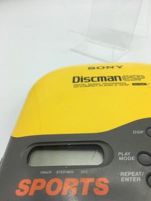 Vintage 1996 Sony Sports Discman CD Player - ESP - Yellow/Gray (D