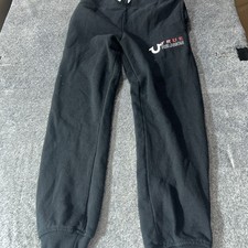 True Religion Joggers Pants Youth Small Black Loungewear Lightweight Logo
