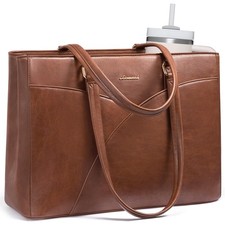 Laptop Bag for Women,17.3Inch Work Teacher Bags Leather Tote Bag Briefcase Wa...