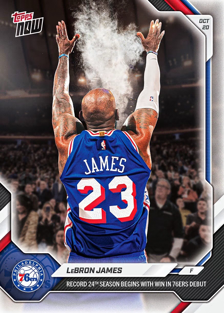 2026-27 Topps Now NBA 1 LeBron James Philadelphia 76ers Debut chalk toss PRESALE