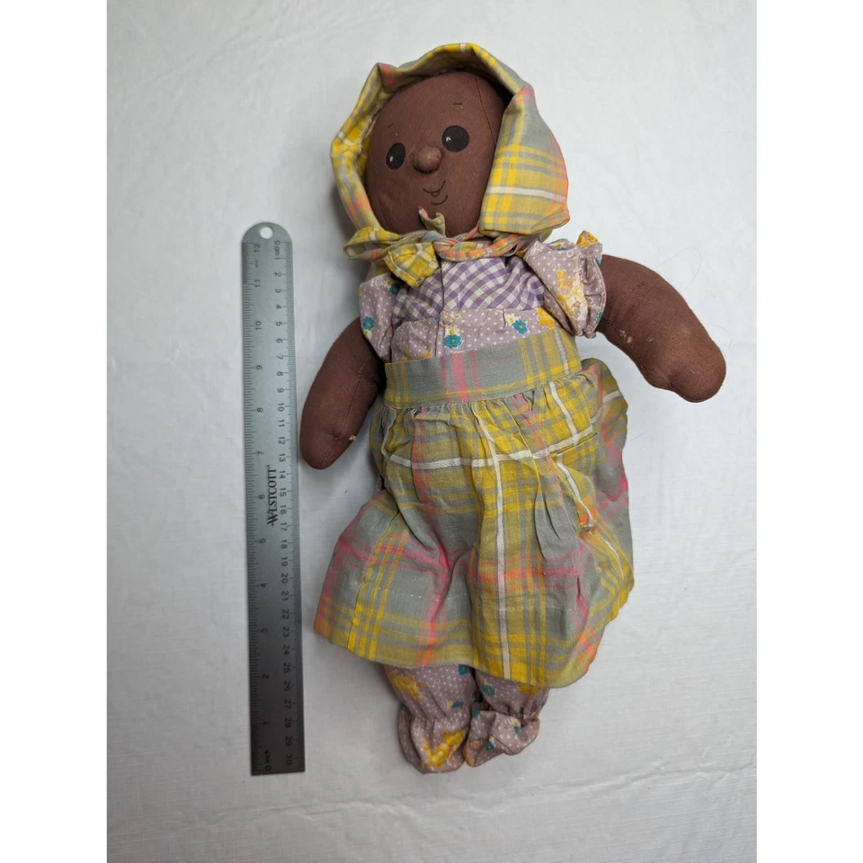 Vintage 1960s African American Handmade Baby Doll Cloth 16" Tall - Image 2 of 4