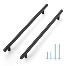 5 Pack 12-1/2 Inch Cabinet Pulls Matte Black Stainless Steel 256mm Center