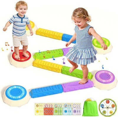 Children's Light-Up Stepping Stones and Balance Beam Set - 13 Pieces