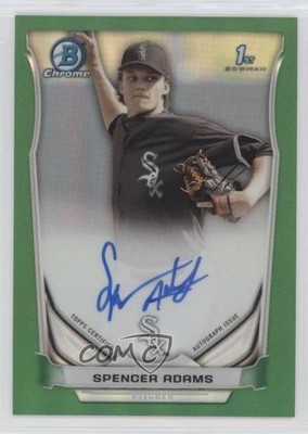 2014 Bowman Draft Chrome Pick Green Refractor 63/99 Spencer Adams Auto 2a9