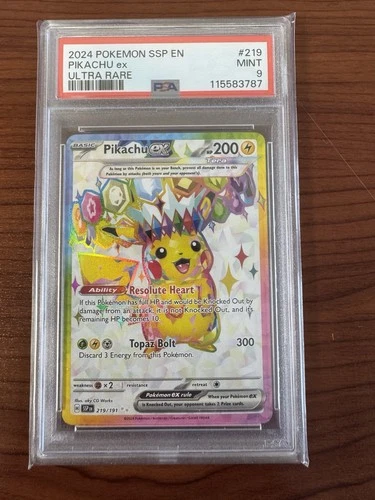 2024 POKEMON SSP EN-SURGING SPARKS ULTRA RARE #219 PIKACHU EX PSA 9