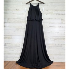 Brooks Brothers Red Fleece Black Halter Neck Jersey Maxi Dress Size Medium