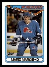  158 Mario Marois  Nordiques 1990 Topps Hockey Sports Trading Card TC
