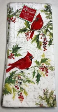KAY DEE  KITCHEN TOWELS (2) CARDINAL BIRD HOLLY 8 X 28 100% COTTON TERRY NWT