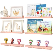 Lifewit Kids Bookshelf 6 Pack, 15" Plastic Floating Shelves for Wall Mounted