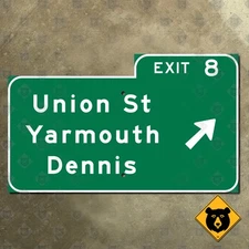 Massachusetts US 6 Mid-Cape Highway exit 8 road sign Yarmouth Dennis 15x9
