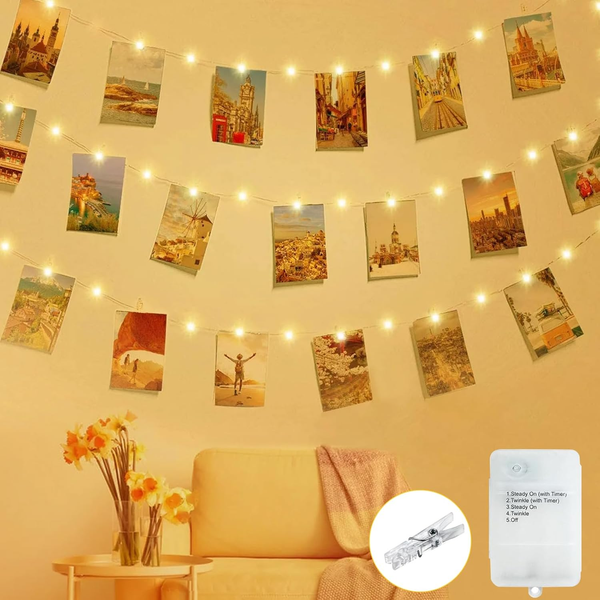 Zaiyw 5M 50 LED Foto Lichterkette Klammern Mit Auto Timer 5 Modi | Lichterkette-image