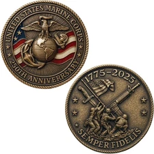 USMC 250th Anniversary Marine Corps Challenge Coin – Double-Sided Metal...