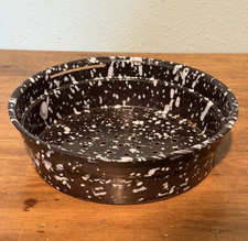 Vintage Graniteware Round Strainer Colander Brown with Gray 11" Planter