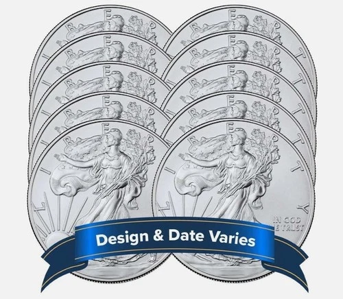 Lot of 10 - $1 American Silver Eagle 1 oz Random Year BU