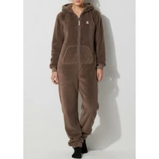$219 NWT ONEPIECE Puppy Sherpa Jumpsuit, Taupe, Medium