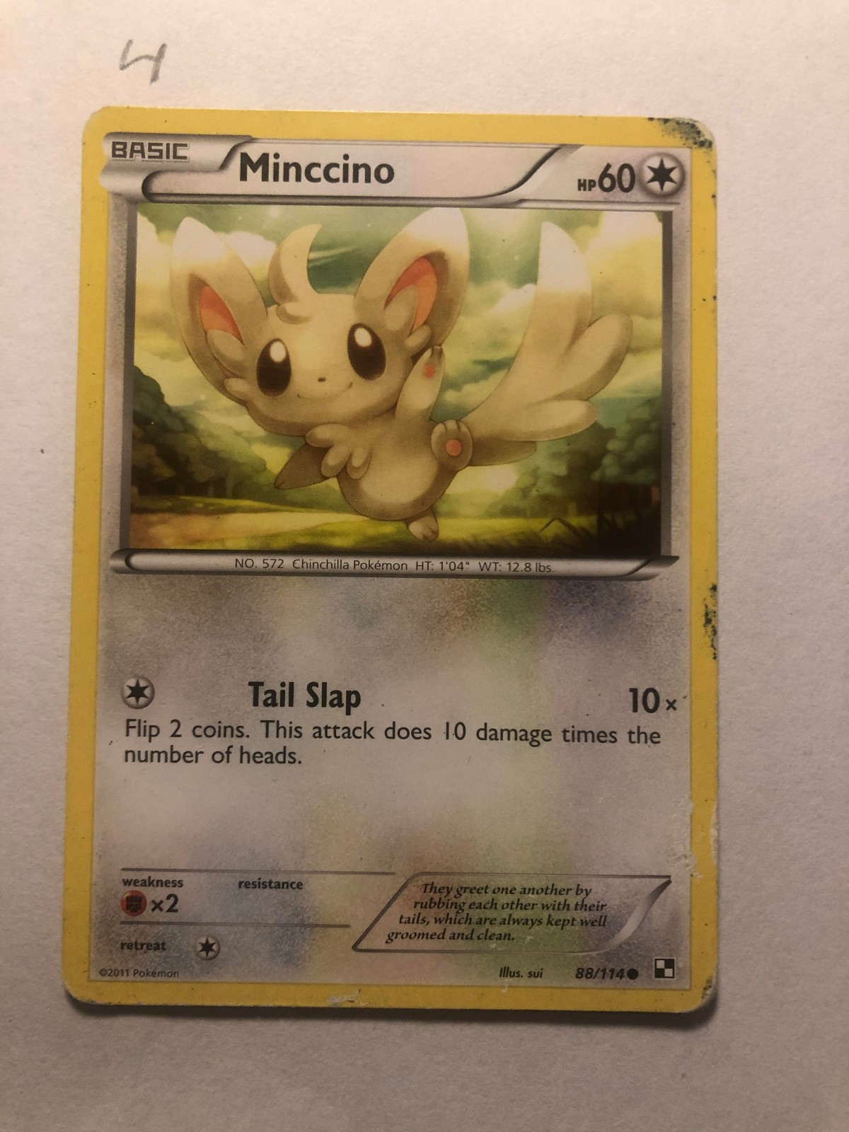 Pokemon TCG Minccino Black & White 88/114 Regular Common Card Played HP