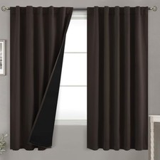 100 Blackout Curtains 63 Inches Long with 42"W x 63"L Pack of 2 Brown