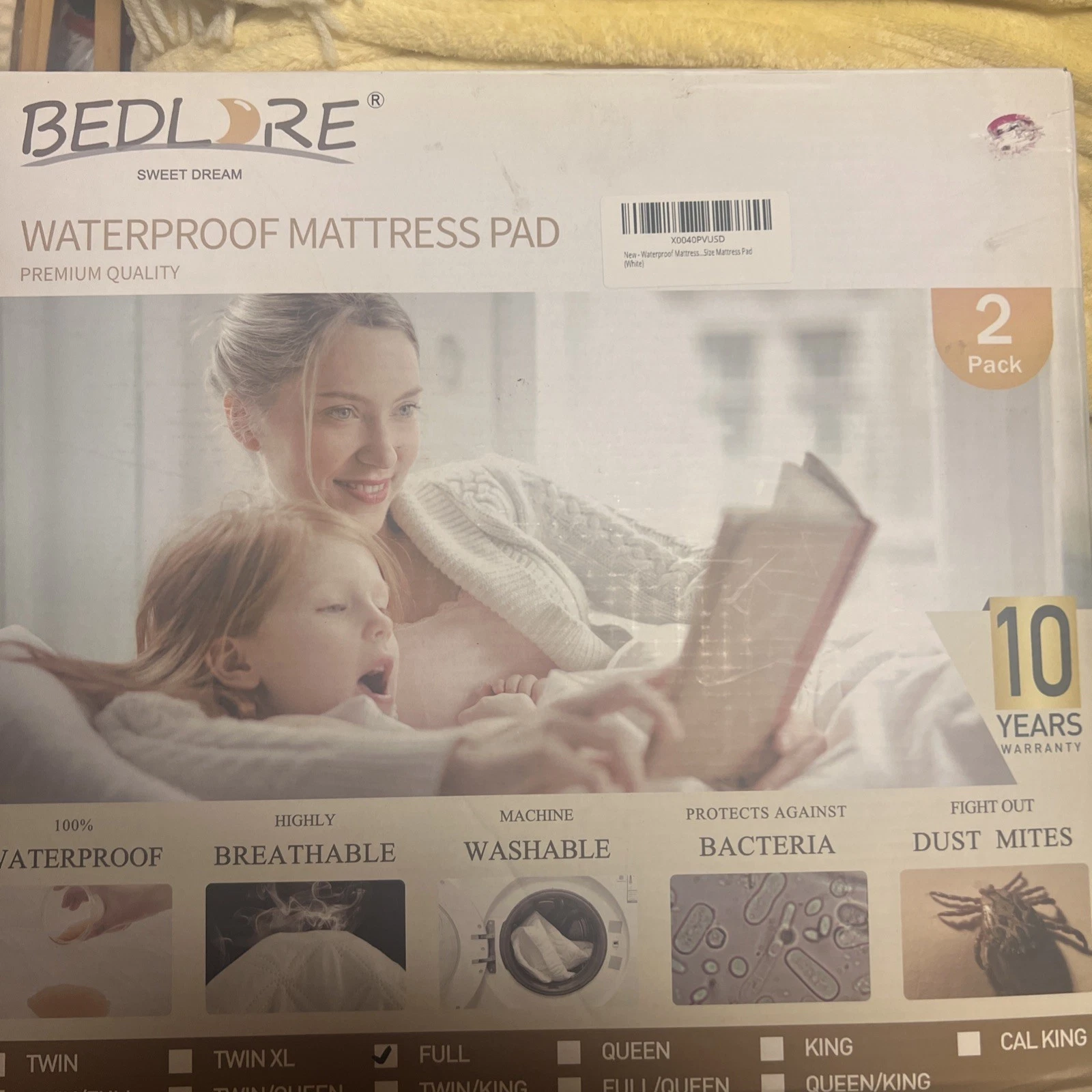 Sweet Dream Waterproof Mattress Pad 2pack Size Full 10 Yr Warranty White