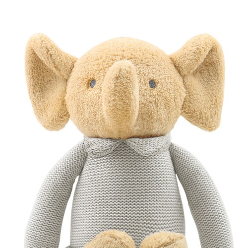 The Peanutshell Elephant Plush Knitted Cotton Animal Baby Toy 35cm Brown 0+ - Bild 2 von 2