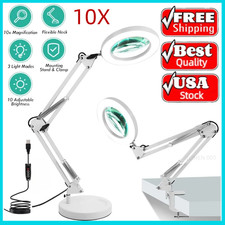 10X Magnifying Glass Desk Light Magnifier LED Lamp Reading Lamp with Base USA