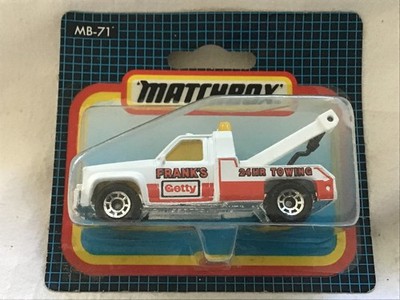 MATCHBOX MB-71 GMC WRECK TOW TRUCK '' FRANKS '' 24 HR TOWING - ON CARD