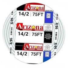 75 FT 14/2 NM-B Copper Wire, 14 AWG, 2 Conductors with Ground, White Jacket